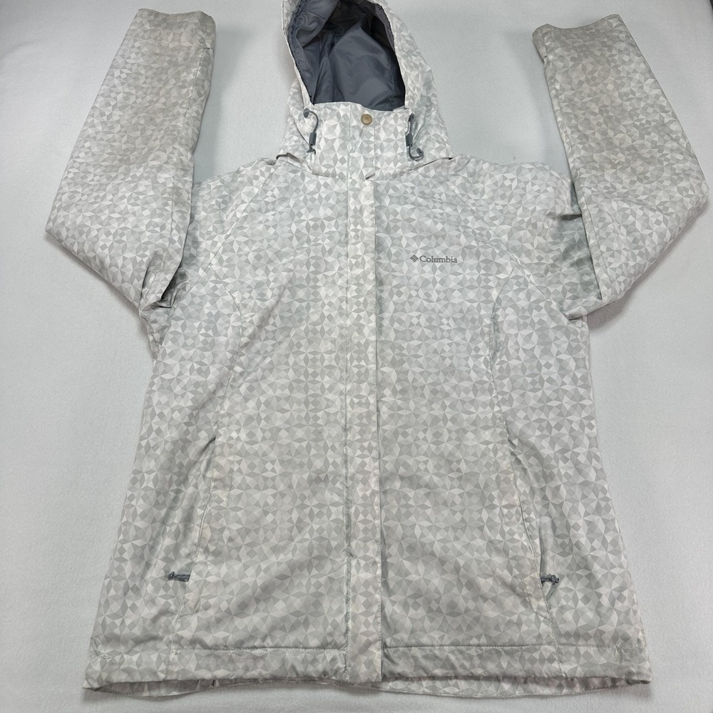 Columbia Interchange Jacket Womens Large Gray Geometric Thermal Coil Ski Hooded